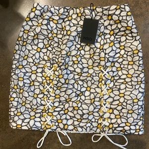 NBD Daisy Embroidered Mini Skirt